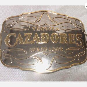 Cazadores Tequila Collectible Belt Buckle Silver Gold Jalisco Mexico Large